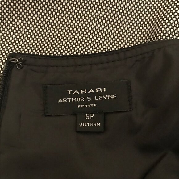 Tahari Arthur S. Levine Black/White Sheath Sleeveless Career Dress Size 6P - Picture 8 of 11